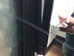Beating off to the Silky Black Satin Dress  in Changing Room