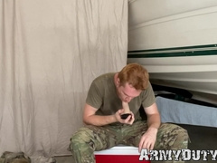 Big dick military jock anal plays while masturbating his cock solo