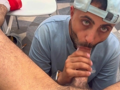 Unshaved large manmeat blow-job in a locker apartment