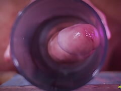 Closeup view from inside my fake pussy while I fuck it slow and passionate until I shoot a big load