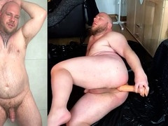 Anal orgasm cum, hairy bear, hairy cock cum