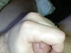 Masturbates into hand