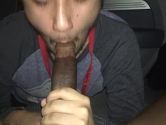 Lad bj's BIG BLACK COCK and drinks blast