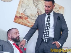 Suited Dan Tyser bent over for a rough ass fucking by psychologist Gustavo Cruz