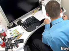 bony office youngsters boink each other in the storage room