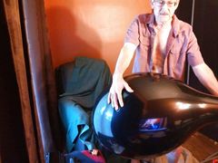 115) Jerk Off on Big Round Black Balloon, step Daddy, Cum, Pop!