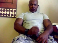 Beefy Black Soldier Jerks Off & Cums 8