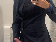 Jacking off with suit on