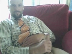 Suit daddy bear jerking off