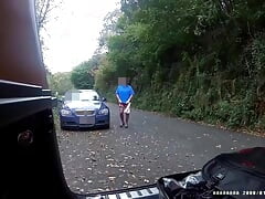 Car parked up, I strip and play with myself, he is watching ?