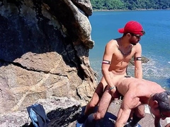 I was with my lad mate at the beach and we found a kinky elder fellow and humped him