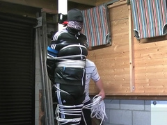 HEAVY BONDAGE SCALLY POLE TIED