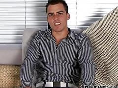 Amateur jock masturbates after interview