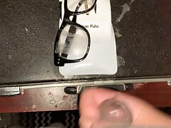 Shooting sperm on glasses and pocket protector