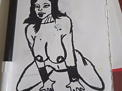 Nude drawing of an animated girl