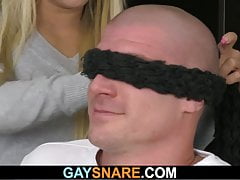 Bald man takes gay first time doggy-fucking