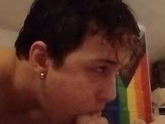 Trans Youngster Deep Throats Off 8 Inch Femboy