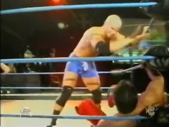 Wrestling muscle jobber Sakoda gets worked hard by rough heel