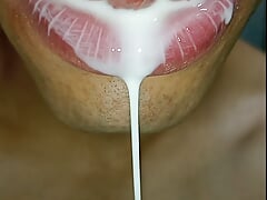 Cum in my mouth, play with your cum, and swallow it, sexy, femboy, trans, gay naughty, tongue, sloopy, six pack, fitness teen