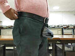 Horny teacher risky handjob in classroom