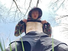 Sweet Boy Jerking his Big Dick (23cm) Outdoor