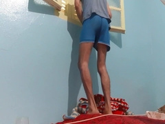 He witnesses his neighbor's nymph from a window and the man rod is standing on her