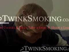 Bad stud Tomy chainsmoke his red cig while jerking on the couch