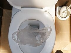 Master Ramon pisses drinks bag full for his slave.  He can pull it out with his mouth and lick it