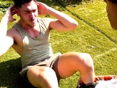 Tatted hunk David Slinger gives his all in a flip fuck with hot Asian jock Nico Coopa