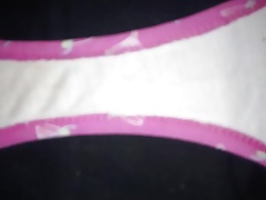 Cumshot into Bbw's friends used worn panties (soaked)