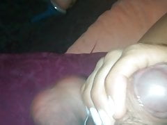 Macarena masturbating with 3 rings on mi balls ald cock.