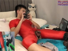 Young Asian twink experiences intense anal play with a fucking machine and BDSM toys