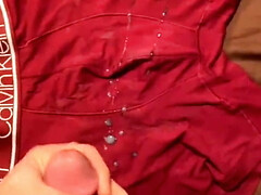 Cum on my red CK boxers (slow)