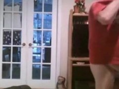 Fat Daddy Strips and Strokes on Webcam