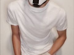 Cute Puppy in latex jerking Off and cumming