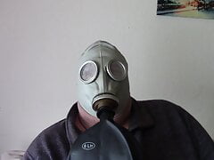 Latex mask with plastic bag