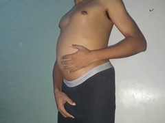 Big belly, air inflation, gay belly bloat