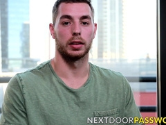 Inked handsome Carter Woods masturbates in interview