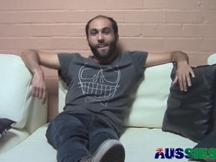 Aussie hairy stud Taylor strokes his throbbing candy cane