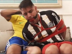Peter soccer player strapped up and ball-gagged by Victor - preview