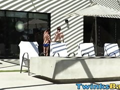 Handsome twink receives a blowjob and rides a huge cock
