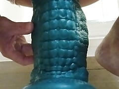 CD Squats and Stretches on Huge Dildo