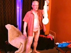 Mature, in english, grandpa masturbating