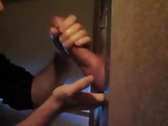 Guy swallows all the big cock cum at his homemade gh