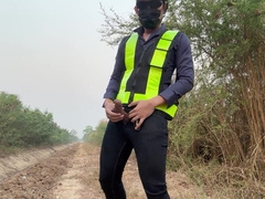 Thai Engineer jack off and popshot in public.