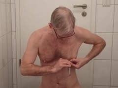 Anal plug, horny gay, on his knees