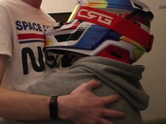 Gearhead in Mxhelmet Blowing Pink Cigar