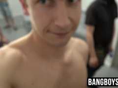 Young gays sucking dicks in a group masturbation session