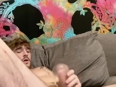 Solo onanism on the sofa noisy groaning splendid solo masturbate