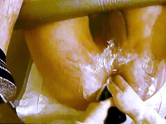 Stretched with two hands and one rubber fist